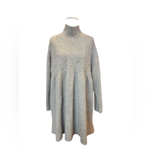 Free People Jaci Sweater Dress Gray Small Turtleneck Babydoll Wool Blend - Picture 5 of 11